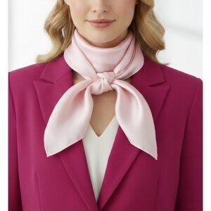 ⭐New Elegant Silky Square Scarf Bandana hijab Solid PINK Wrap Luxurious Basic